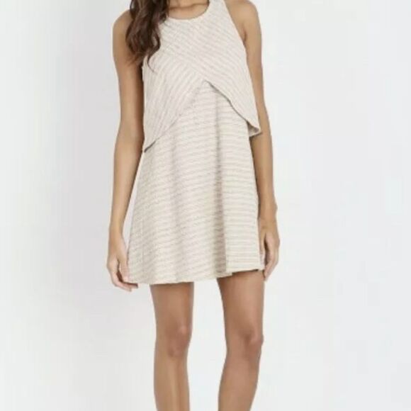 Free People Cream Linen/Cotton Mini Dress With Fun Back - Picture 1 of 13